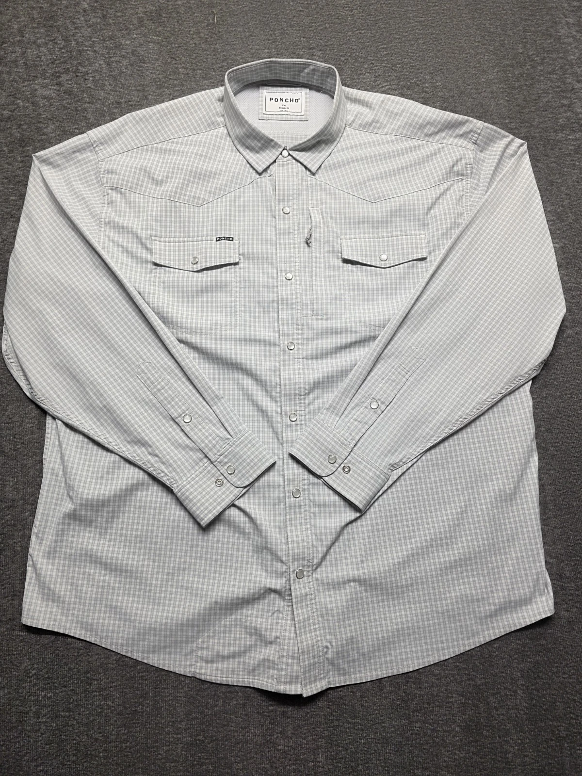 Poncho Shirt Mens Gray Plaid Regular XXL Lonesome Dove Pearl Snap Western Vented