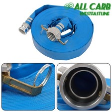 2"X100FT Pool Backwash Hose Reinforced Blue PVC Lay Flat Water Discharge Hose