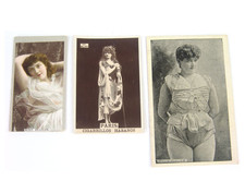 Lote 3 Tarjetas Tabaco Siglo XIX París Cigarillos Habanos Dulce Caporal Burlesque Niñas