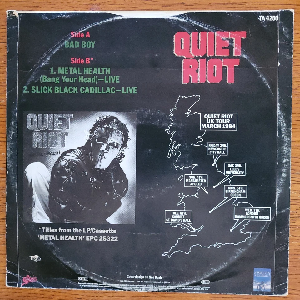 Quiet Riot Bad Boy Mental Health Live Slick Black Catillac 12" UK Press 1984 VG+ - Image 2 of 4