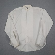 Vtg Lion of Troy Tuxedo Shirt Men Large Wing Collar Pleated Bib French Cuff USA