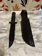 U.S. Camillus N.Y., Vietnam Era, Combat Fighting Knife, Leather Sheath, 12"