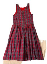 Vintage Handmade Long Jumper Dress Womens Large Plaid w/ Teddy Bears Modest