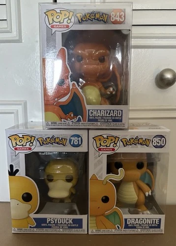 Funko Pokémon Charizard #843, Psyduck #781, Dragonite #850 Pop! Vinyl 3-Pack