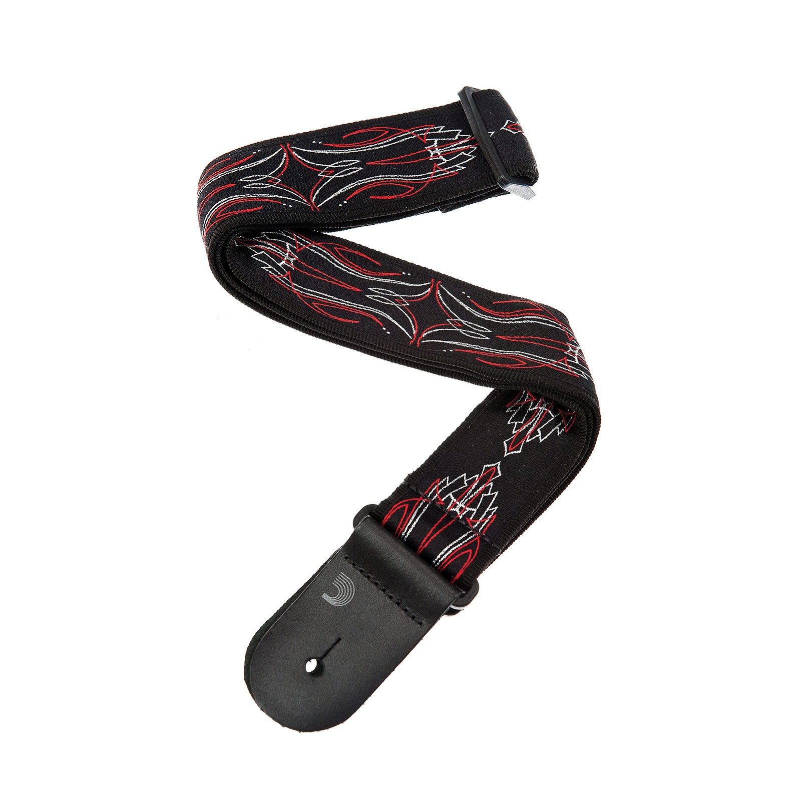 50C03 Sangle de guitare tissée Chopper en coton brodé réglable 150cm