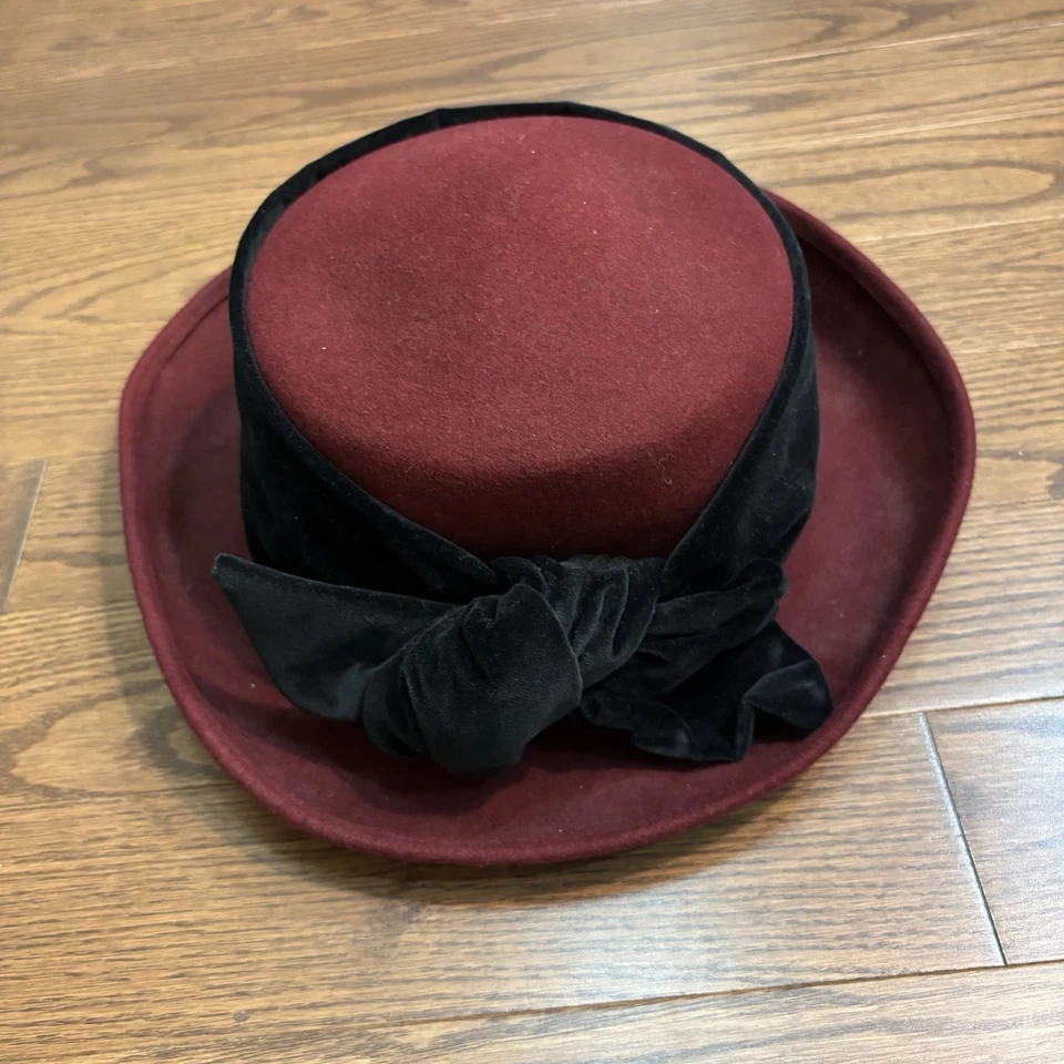 Sombrero Derby De Lana J Peterman Company De Colección Para Mujer Cinta Rodeo Borgoña Italia Foto 2 de 4