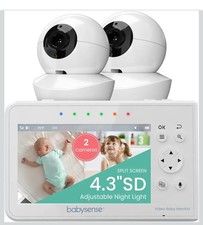 Babysense V43 Split Screen Video Baby Monitor with 2 Cameras And Audio 4.3"