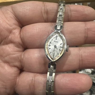 #ad Working Vintage Pulsar Manual Wind 17 Jewels Ladies Watch 15mm Fit 6in Read $20.00