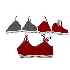 Hanes Originals Cotton Stretch Triangle Bralette 4 Pack Red Gray 2XL MH0102