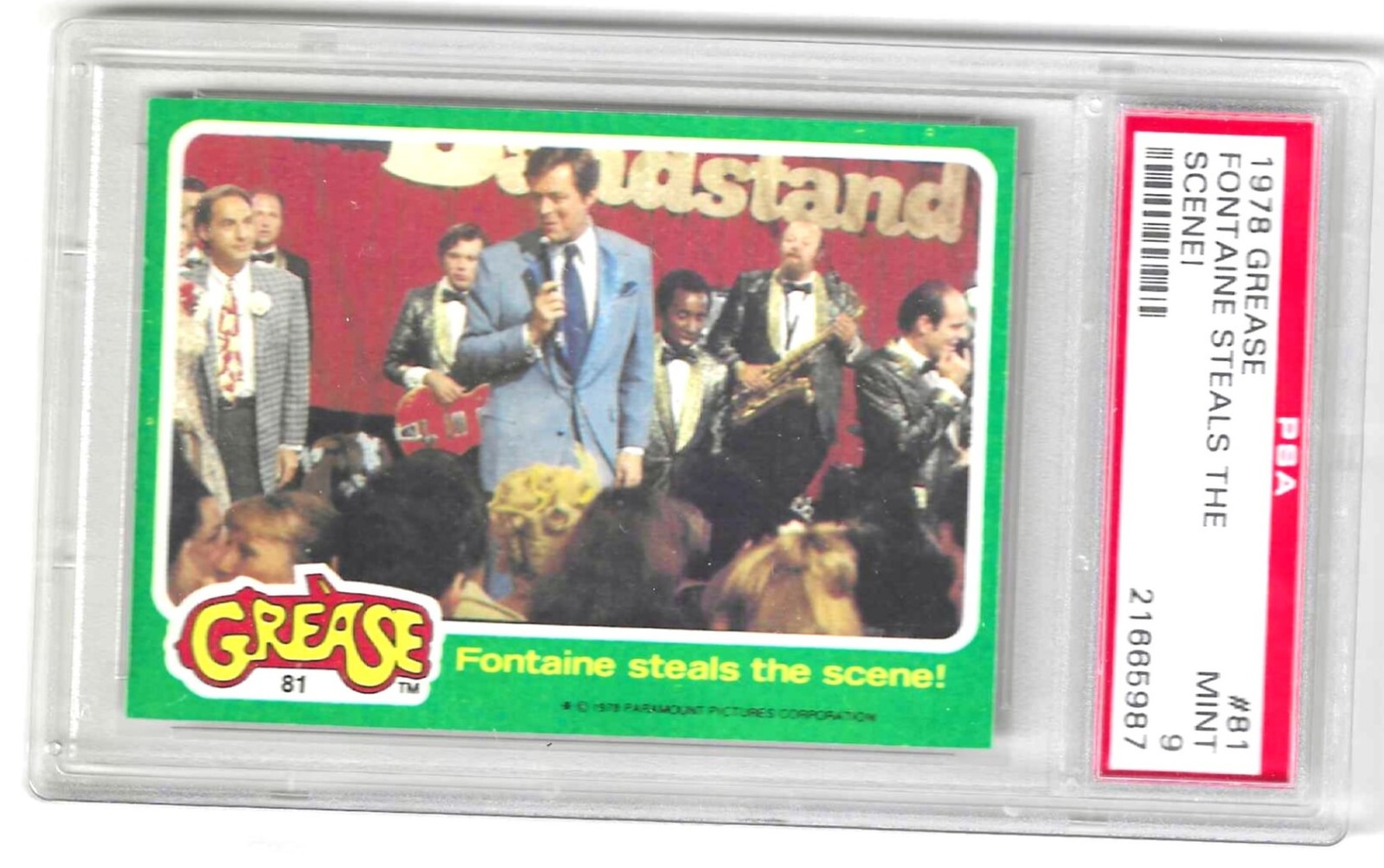 1978 Topps Grease # 81 Green Series Fontaine steals Graded Card PSA 9 pop 9 & 6