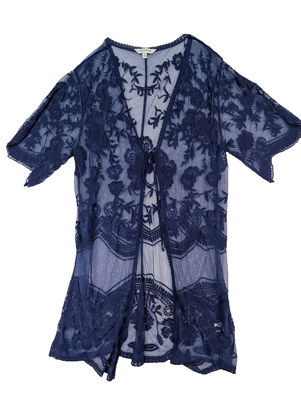 Davi & Dani Lace Kimono Womens S/M Blue Ren Faire Festival Whimsigoth Fairy Boho
