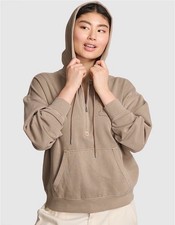 NWT VICTORIA'S SECRET PINK IVY FLEECE HALF-ZIP HOODIE LARGE TEA