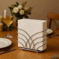 LEVIMETREE Napkin Holder for Table – Silver Iron Upright Napkin Dispenser for...