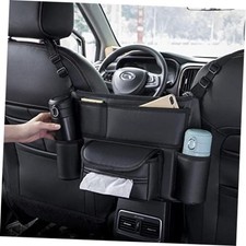 Leather Car Seat Organizer Between Seats Storage Pocket Black