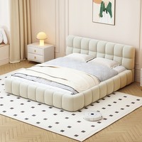 140 X 200 Cm Beige Polsterbett Doppelbett Jugendbett Bettgestell Mit Lattenrost