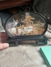 Vintage Chinese Cork Carving Diorama 1970s