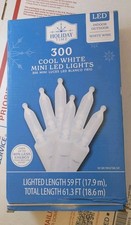 Holiday Time 300 Cool White LED Mini String Lights Christmas with White Wire NEW