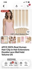 100 Human Hair Extension Clip In Single Streaks. 2 Per pack,16  long Color SB24B