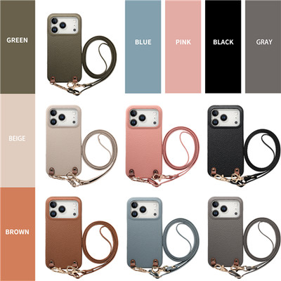 Crossbody Schlüsselband Leder Hülle für iPhone 18 17 16 15 14 Pro Max abnehmbarer Riemen