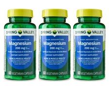 3 PACK Spring Valley Magnesium Sleep Support Health 200mg 180 -TotalCapsules
