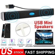 Wired Computer Speakers Soundbar 2.0 Stereo Bass Sound USB for Desktop PC Laptop