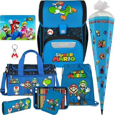 Scooli Super Mario-EasyStart Schulranzen-Set 8tlg. mit Tüte und Sporttasche