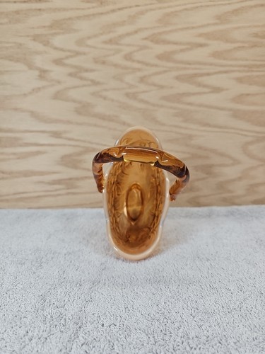 Fenton Maiglöckchen Korb Bernstein Kamee opalisierend 7 3/4" hoch 6" breit - Bild 8 von 16