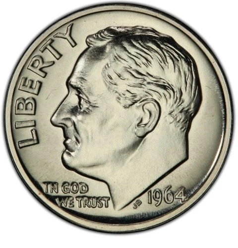 Rosevelt Dime Silver Proof Lot 1964 PR67 PCGS Graded 90% Silver Dime 10c