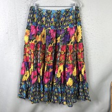Vintage Gitano Skirt Womens Medium Multicolor Floral Peasant Maxi Boho Festival