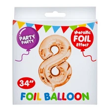 Rose Gold Foil Number 8 Balloon 34" Metallic Party Decoration