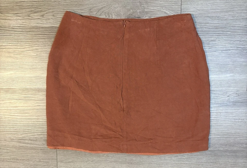 Falda Entro Floral Bordada Naranja Talla Pequeña Otoño Bohemia Primavera Lino Foto 3 de 4