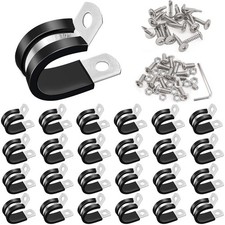 50PCS 1/2 Inch Cable Clamps 304 Stainless Steel Rubber Cushion Insulated Wire