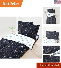 Vibrant Galaxy Zipper Twin Bedding Set for Kids - Comforter  Sheets Included