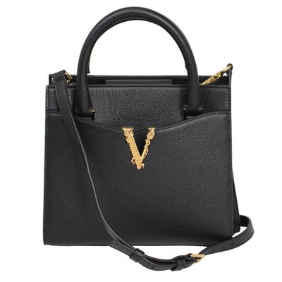 BRAND NEW VERSACE VIRTUS BLACK LEATHER HAND BAG W/STRAP 1005960 1A04093 1B00V