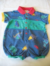 VTG 1990s Gymboree Rainbow Tag Dino Rhino Newborn Bubble Color Block Romper
