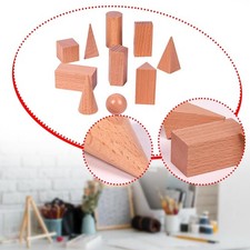 10 Pieces Wooden Geometric Solid Blocks 3D Sh...