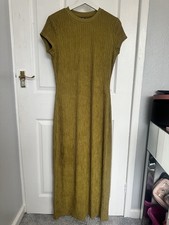 Khaki green maxi Dress Stretchy Short Sleeves Size large Women’s