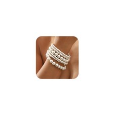 Cute Layered White Pearl Bracelets Sets for Women Fashion Freshwater Pearls - 01