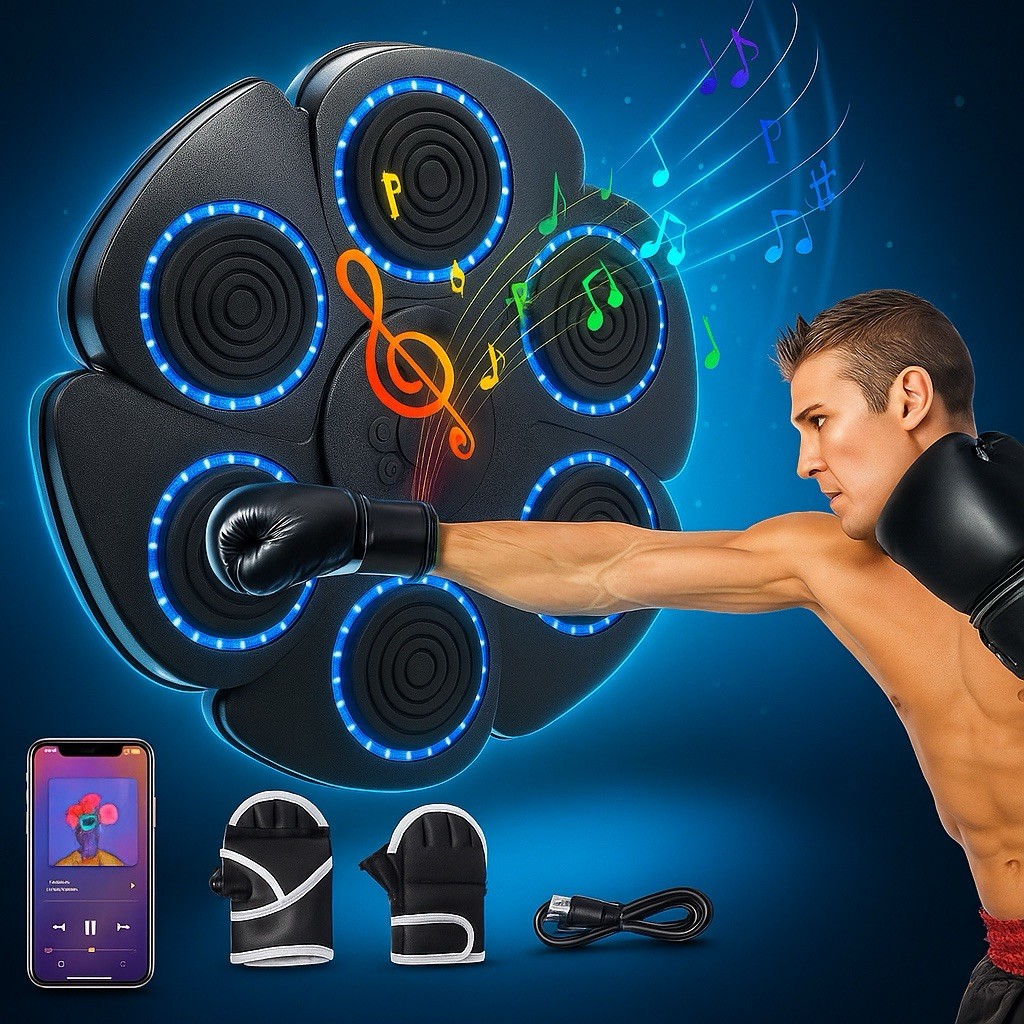 Boxe musicale intelligente électronique avec 6 cibles LED équipement sport de frappe mural