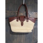 Vintage Etienne Aigner Purse Brown Straw Leather Shoulder Bag 19x11x5 Tote Rare