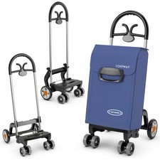 Folding Shopping Cart Utility Hand Truck w/ Rolling Swivel Wheels Removable Bag
