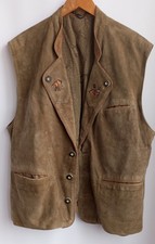 Alphorn, Tyrolean traditional vest suede beige with embroidery, size 52