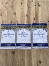 Roma Men  s Handkerchiefs Fine Quality All Natural Cotton Vintage Sealed