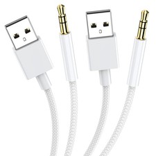 3FT USB to 3.5mm Audio Aux Cable 2 Pack, Nylon Braided USB Male to AUX Male J...
