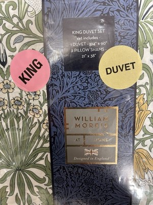 NWT WILLIAM MORRIS GARDEN LEAF GREEN KING SHAMS DUVET COVER SET