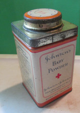 Vintage Johnson's Baby Powder METAL Tin Empty 10 Oz Talc Metal Container