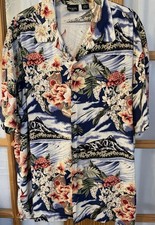 Vtg Guess Tropical Button Shirt Mens 2XL Blue 80s USA Made Short Sleeve Hawaiian