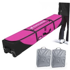 Rolling Ski Bag, Padded Snowboard Bags with Wheels for Air 190cm Purple