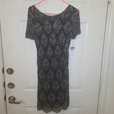 Pisarro Night Beaded Black cocktail Sheath Dress NWT Size 6