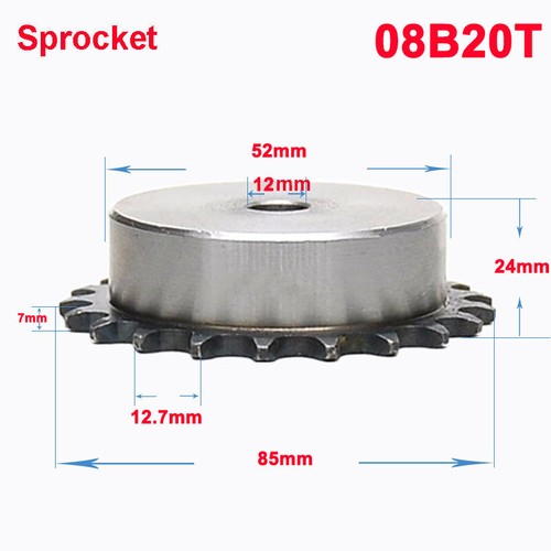 #40 08B Chain Drive Sprocket 9T - 60T Pitch 1/2" 12.7mm Sprocket Wheel A3 steel - Picture 20 of 40